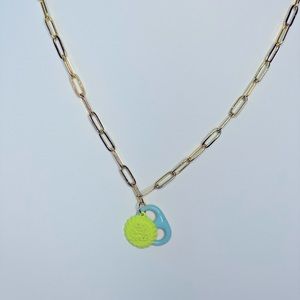 Gold tone paper chain link with charm